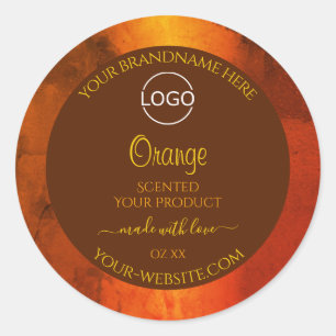 Shimmery Oranje Marble Elegant Product Labels Logo