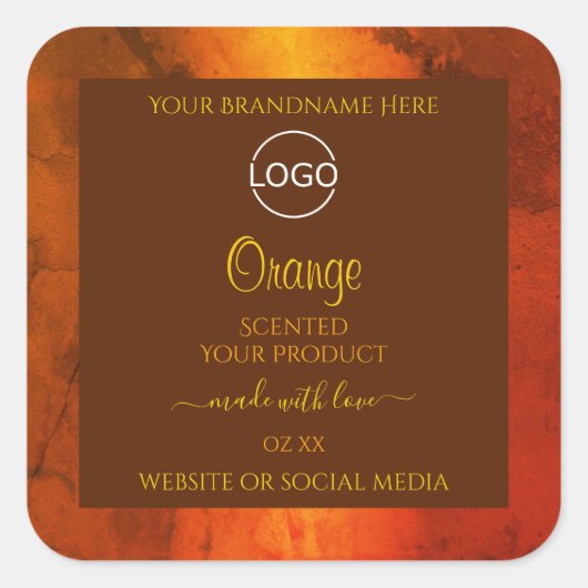 Shimmery Oranje Marble Elegant Product Labels Logo (Voorkant)