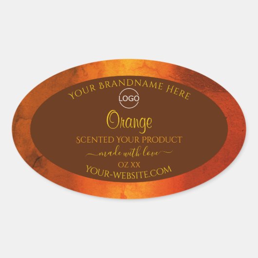 Shimmery Oranje Marble Elegant Product Labels Logo (Voorkant)