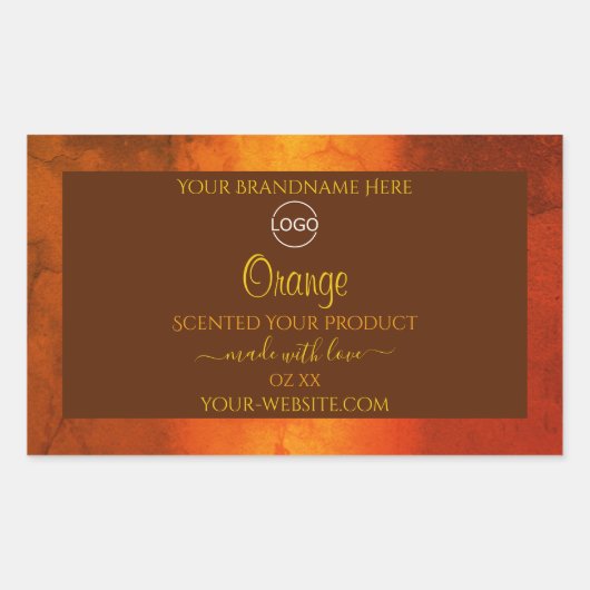 Shimmery Oranje Marble Elegant Product Labels Logo (Voorkant)