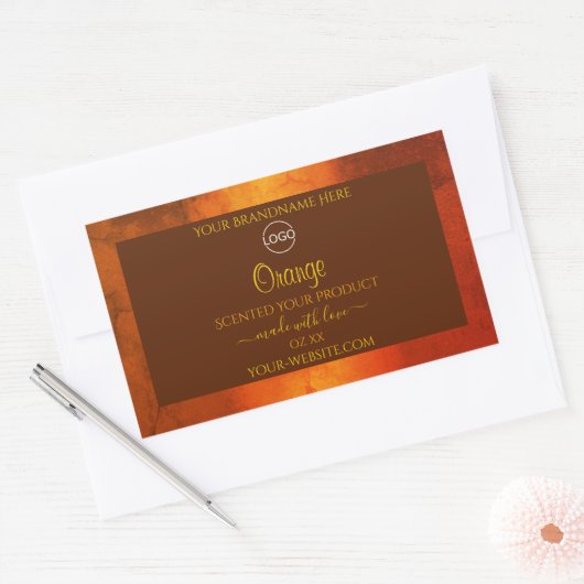 Shimmery Oranje Marble Elegant Product Labels Logo (Envelop)