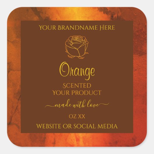 Shimmery Oranje Marble Product Labels Roos Flower (Voorkant)