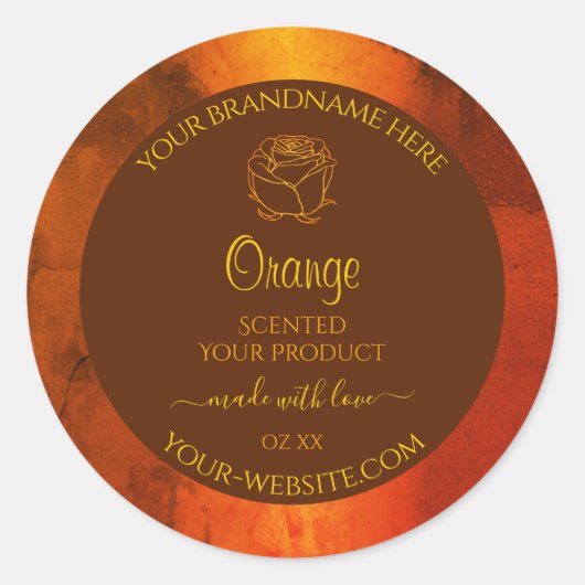 Shimmery Oranje Marble Product Labels Roos Flower (Voorkant)