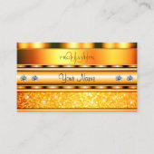 Shimmery Oranje Mousserend Glitter Stars Monogram Visitekaartje (Voorkant)