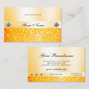 Shimmery Oranje Sparkle Glitter Luxurous Diamonds Visitekaartje