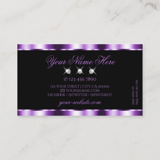 Shimmery Paars Black Sparking Diamonds Glamoureus Visitekaartje (Achterkant)
