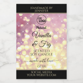 Shimmery Paars Gold Glitter Logo Labels Voedselcontainer Etiket