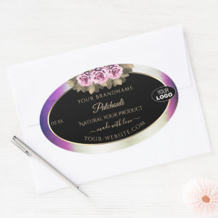 Shimmery Paars Marble Black Product Labels Logo