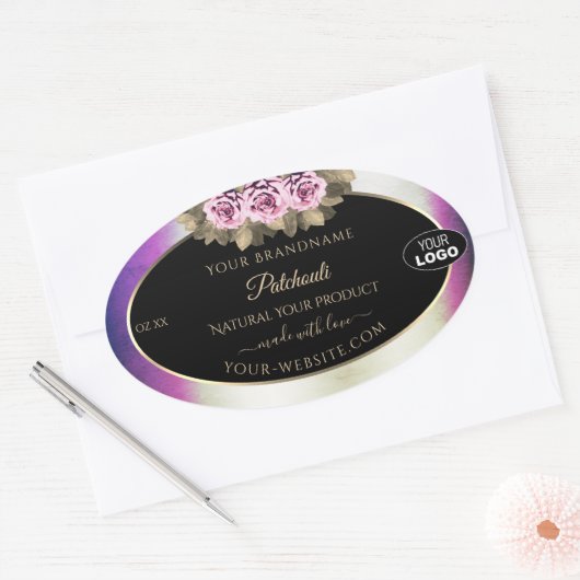 Shimmery Paars Marble Black Product Labels Logo (Envelop)