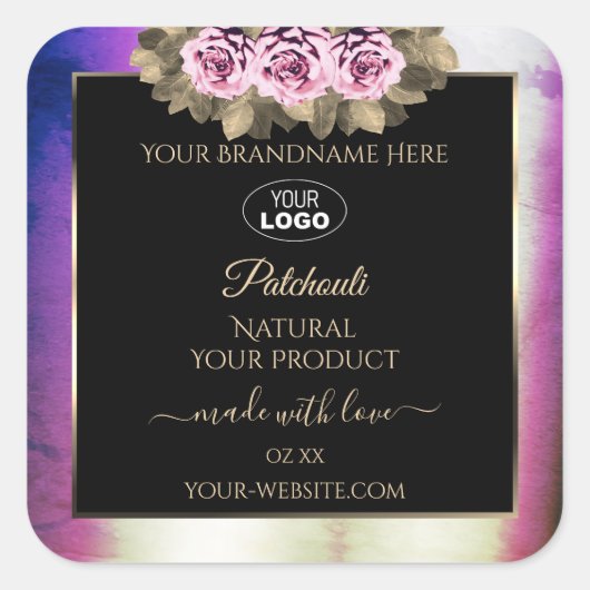Shimmery Paars Marble Black Product Labels Logo (Voorkant)