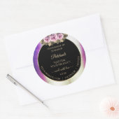 Shimmery Paars Marble Floral Black Product Labels (Envelop)