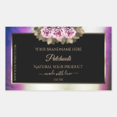 Shimmery Paars Marble Floral Black Product Labels (Voorkant)
