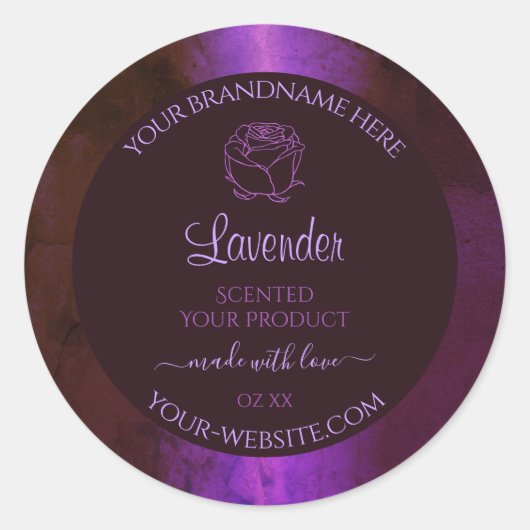 Shimmery Paars Marble Product Labels Roos Flower (Voorkant)