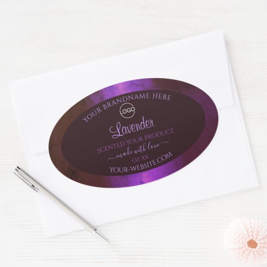 Shimmery Paarse Marble Elegant Product Labels Logo (Envelop)