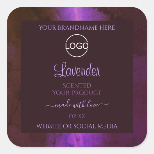 Shimmery Paarse Marble Elegant Product Labels Logo (Voorkant)
