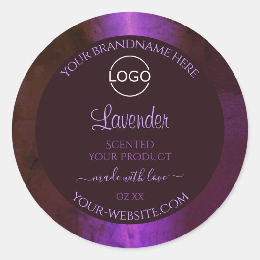 Shimmery Paarse Marble Elegant Product Labels Logo (Voorkant)