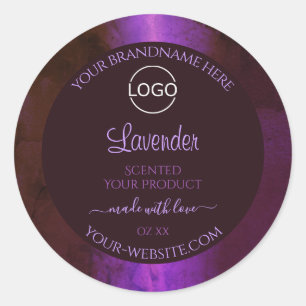 Shimmery Paarse Marble Elegant Product Labels Logo