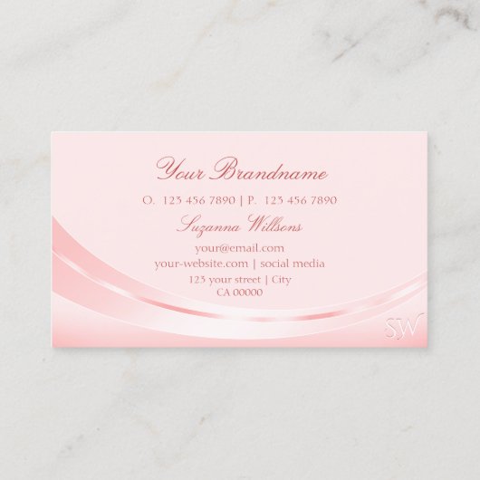 Shimmery Pastel Roze met Monogram en Diamond Visitekaartje (Achterkant)
