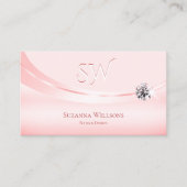 Shimmery Pastel Roze met Monogram en Diamond Visitekaartje (Voorkant)