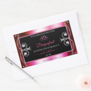 Shimmery Pink Black Product Labels diamanten Heart