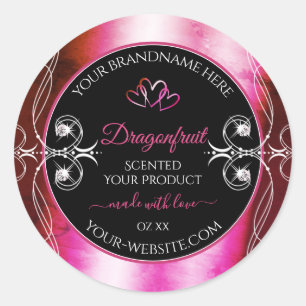 Shimmery Pink Black Product Labels diamanten Heart