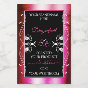 Shimmery Pink Black Product Labels diamanten Heart Voedselcontainer Etiket