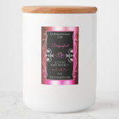 Shimmery Pink Black Product Labels diamanten Heart Voedselcontainer Etiket (Voorkant)