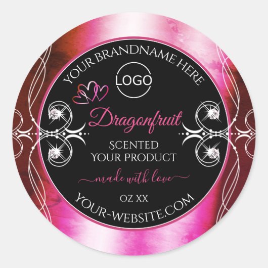 Shimmery Pink Black Product Labels Diamonds Logo (Voorkant)