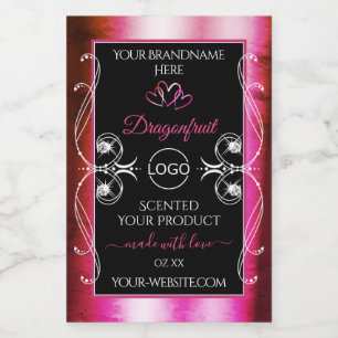 Shimmery Pink Black Product Labels Diamonds Logo Voedselcontainer Etiket