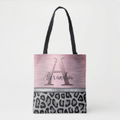 Shimmery Pink Blush Monogram Leopard Tote Bag (Voorkant)