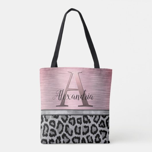 Shimmery Pink Blush Monogram Leopard Tote Bag (Achterkant)