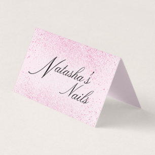 Shimmery Pink Glitter Dust Folded Visitekaartje