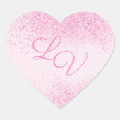 Shimmery Pink Glitter Dust Hart Sticker (Voorkant)