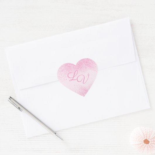 Shimmery Pink Glitter Dust Hart Sticker (Envelop)