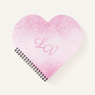 Shimmery Pink Glitter Dust Heart Notitieboek