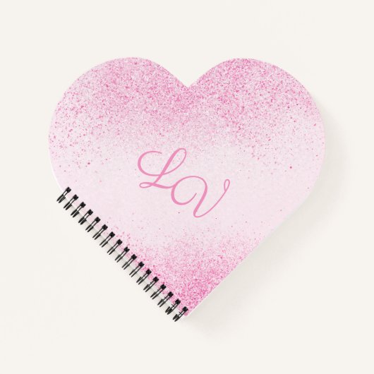 Shimmery Pink Glitter Dust Heart Notitieboek (Voorkant)