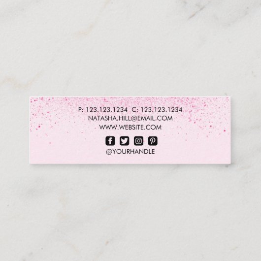 Shimmery Pink Glitter Dust Mini Visitekaartje (Achterkant)