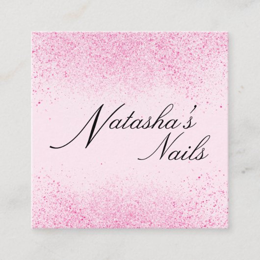 Shimmery Pink Glitter Dust Vierkante Visitekaartje (Voorkant)