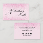 Shimmery Pink Glitter Dust Visitekaartje (Voorkant / Achterkant)