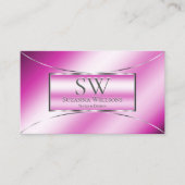 Shimmery Pink met Silver Decor en Monogram Chic Visitekaartje (Voorkant)