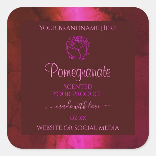 Shimmery Pink Red Marble Product Label Roos Flower (Voorkant)