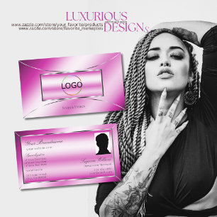 Shimmery Pink Silver Decor met Logo en Foto Visitekaartje