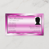 Shimmery Pink Silver Decor met Monogram en Foto Visitekaartje (Achterkant)