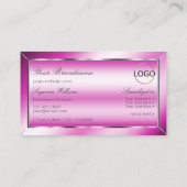 Shimmery Pink Silver Decor met Monogram en Logo Visitekaartje (Achterkant)