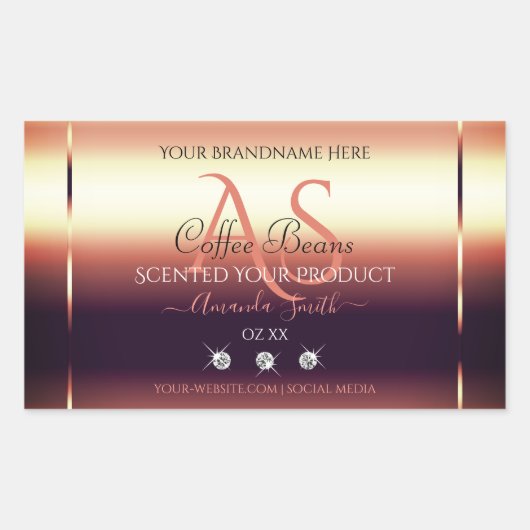 Shimmery Red Brown Product Labels joodse Initialen (Voorkant)