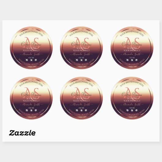 Shimmery Red Brown Product Labels joodse Initialen (Vel)