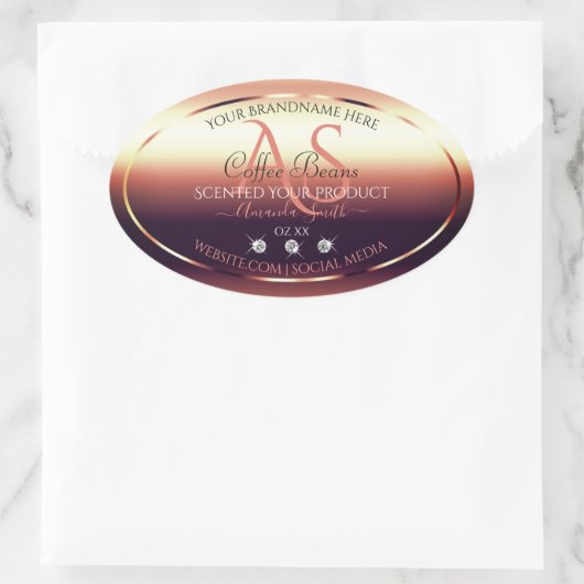 Shimmery Red Brown Product Labels joodse Initialen (Tas)