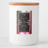 Shimmery Red en Green Product Labels Jewels Black Voedselcontainer Etiket (Voorkant)