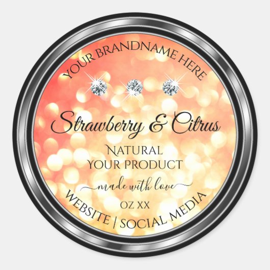 Shimmery Red Gold Glitter Product Labels diamanten (Voorkant)