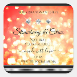 Shimmery Red Gold Glitter Product Labels diamanten